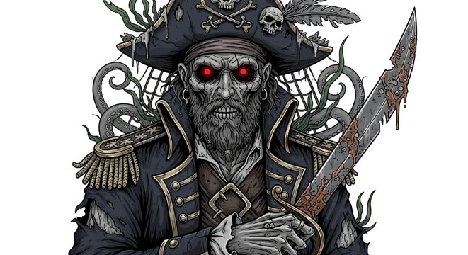 Pirate Skeleton with Red Eyes.