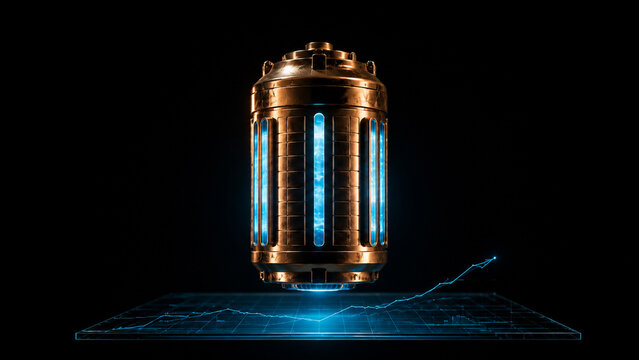 Small modular reactor floating above financial growth platform illustrating SMR investment opportunity and nuclear energy asset thesis