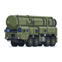 Obraz premium Mobile missile launcher, military truck, air defense system, vector illustration