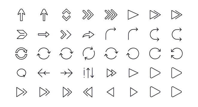 Set of various directional arrow icons