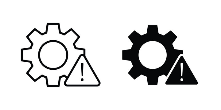 Technical warning icon. web black icon design.