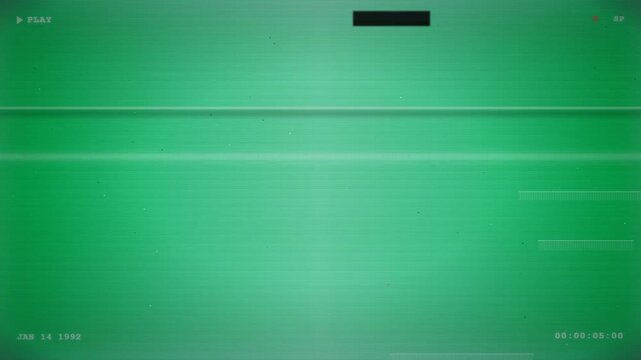 Vintage vhs tape tracking glitch screen with date and timecode