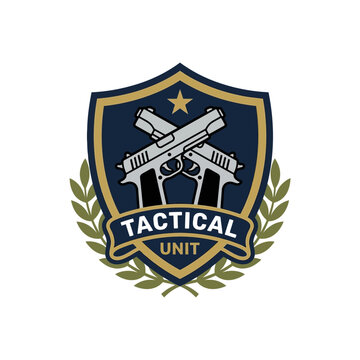 Tactical Unit Emblem with Crossed Pistols and Laurel Wreath