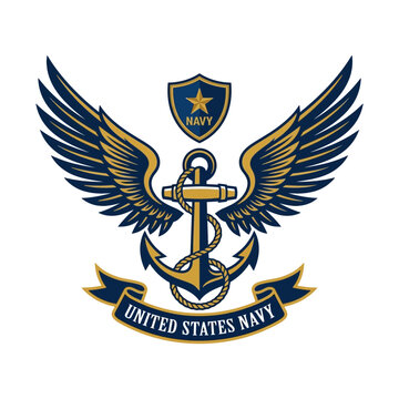 United States Navy Emblem with Wings and Anchor