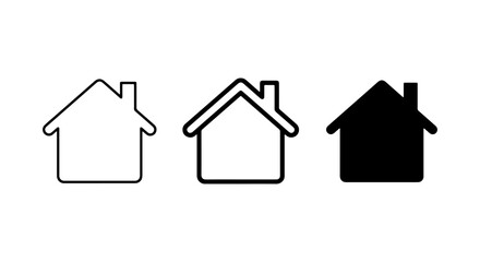 Fototapeta premium House Icons Set: Outline, Filled, Silhouette. Home Symbol Vector Collection