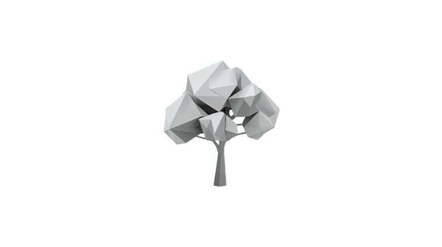 Low poly 3d geometric tree model isolated on white background