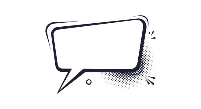Blank comic speech bubble with a thick black outline and halftone shadow for dialog and messaging designs.