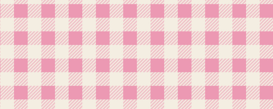 Pink vichy plaid fabric texture. Seamless checkered pattern