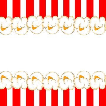 Popcorn Border Background. Cinema Snack Frame. Popcorn Stripe Template