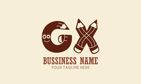 GX G gx initial logo | initial based abstract modern minimal creative logo, vector template image. luxury logotype logo, typography logo. initials logo, school logo, pencil, smily logo, stationary.