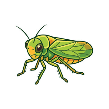 Cartoon green leafhopper insect illustration