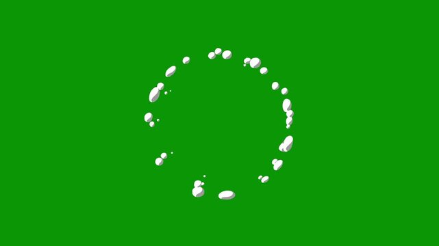 Flash somke explosion, FX with cartoon smoke elements, 2D energy, hand drawn shiny blast effects, animated shape bursts on green screen background.