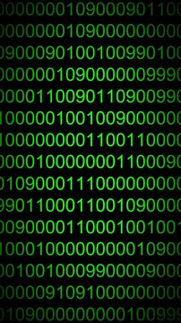 Digital numbers codes moving in cyberspace - Technology background. Binary code matrix array background, empty copy space area for logo or text design. Shiny numbers of 1 and 0 animated