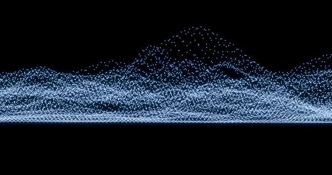 Abstract glowing wave. Cyber digital stylized dot art background. 4K 3D rendering loop animation.