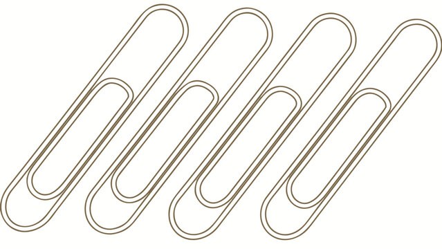 Vector illustration of a row of four office paper clips arranged diagonally with paperclip, stationary