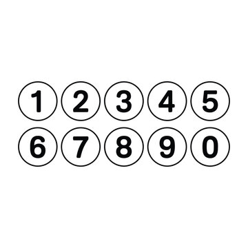 Vector Number Circles Set from 0 to 9