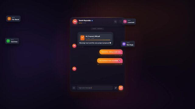 Modern business team collaboration and project management chat interface