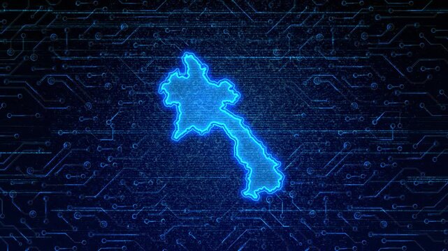 4K Resolution, Laos Country Digital Electric Futuristic Technology Map, Suitable for Tech events, Science, Politics, Elections, News and Sports Events