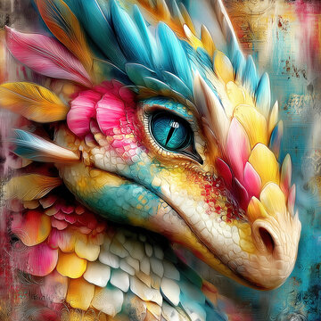Powerful dragon head profile in a stylized artistic manner with intense lighting and intricate skin textures for fantasy concepts.