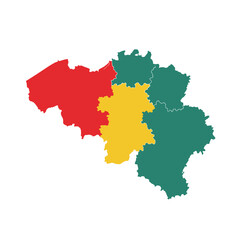 Obraz premium Belgium Regions Map - Red Yellow Green