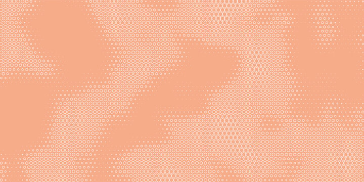 Abstract minimalist hexagon halftone pattern with soft orange gradient for modern web background design