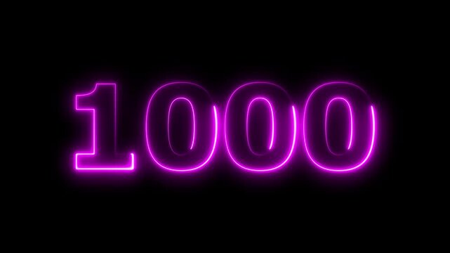 Abstract beautiful glowing neon countdown 1000 number animation background 4k video.