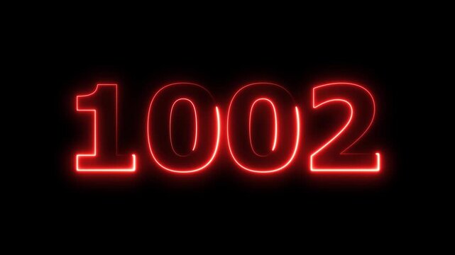 Abstract beautiful glowing neon countdown 1002 number animation background 4k video.