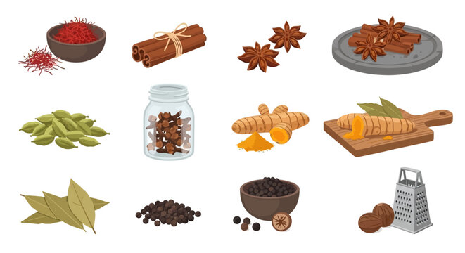 Assorted Spices and Herbs on Kitchen Surface