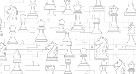 Chess Pieces Seamless Pattern - Strategy and Game Concept © Nila