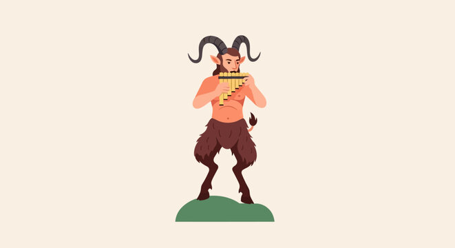 Mythical Satyr Character Standing on Green Base