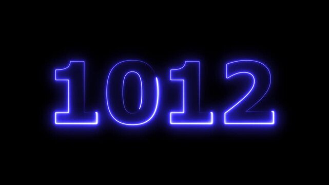 Abstract beautiful glowing neon countdown 1012 number animation background 4k video.