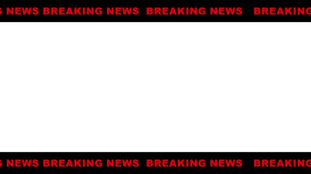 Breaking news lower third white screen overlay. TV broadcast style animated. template for live updates & news reports. loop background.