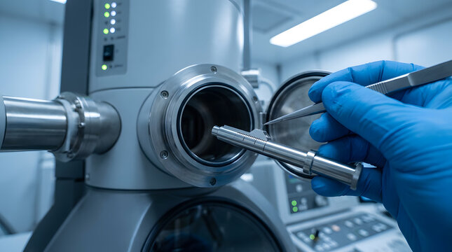 Scanning Electron Microscope Operation | Nanotechnology Lab Research | Scientific Specimen Preparation | High-Tech Laboratory Equipment | Microscopy Sample Loading