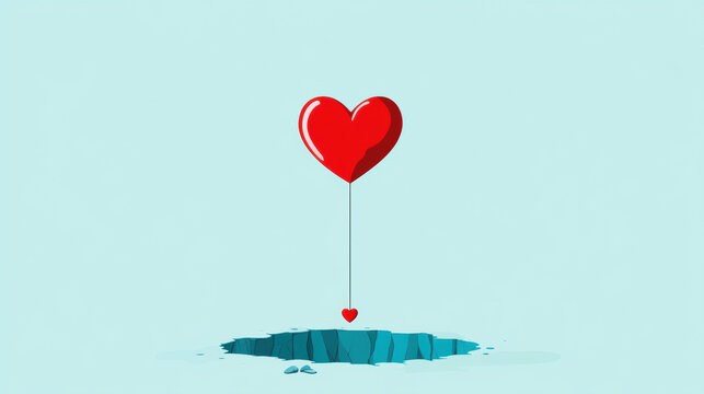 Love trap, Love trap concept with heart falling into a pit, flat style illustration.