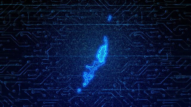 4K Resolution, Palau Country Digital Electric Futuristic Technology Map, Suitable for Tech events, Science, Politics, Elections, News and Sports Events