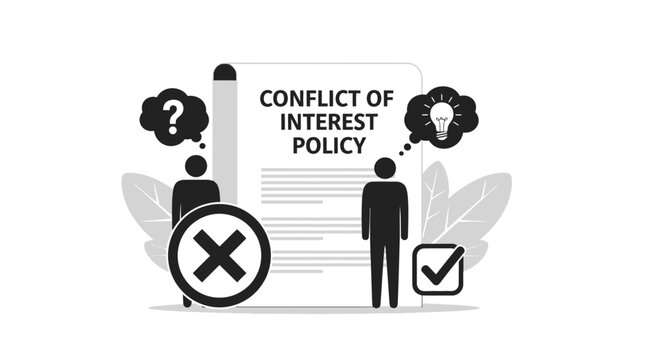 Conflict of interest policy document vector concept with people silhouettes