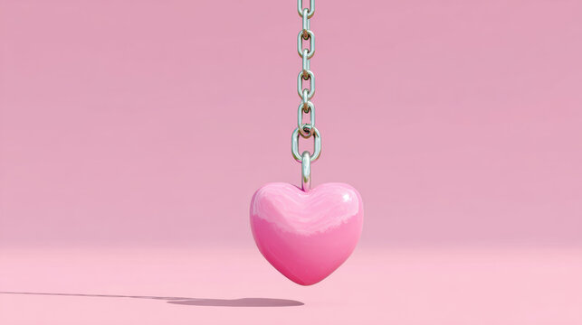 Love trap, Heart symbol tied to a heavy weight representing love as a burden or trap.