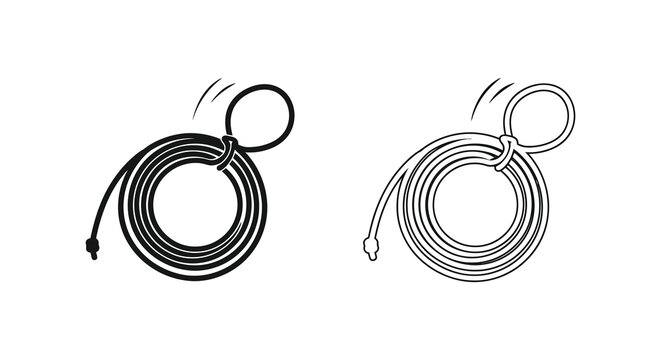 Coiled rope lasso silhouette and a outline