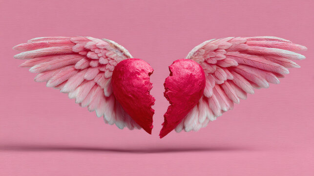 Love trap, Love trap concept illustrated as broken wings on a heart in flat design style.