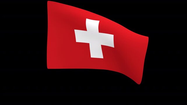 Flag of Switzerland &ndash; 3d render looped with alpha channel.