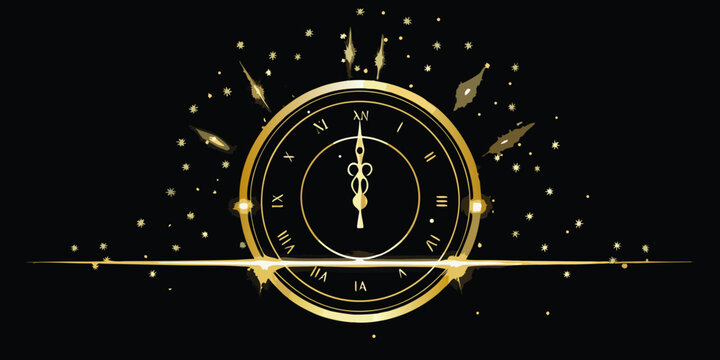 clock face with roman numerals and stars illustration