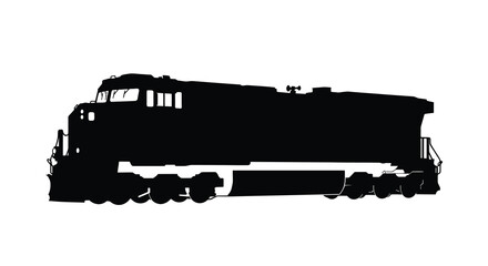 Diesel locomotive silhouette modern train engine vector illustration for transportation graphics © Nusrat24