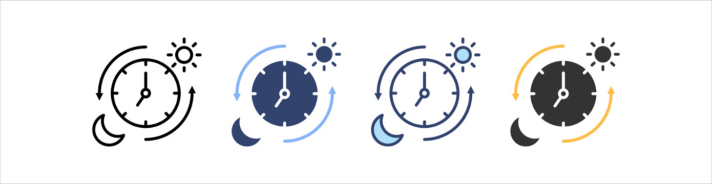 Time Zone Icon Set Multiple Style Collection
