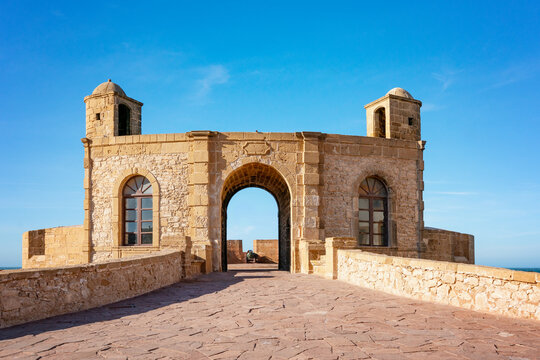 Ancient stone fortress rampart in Essaouira Morocco