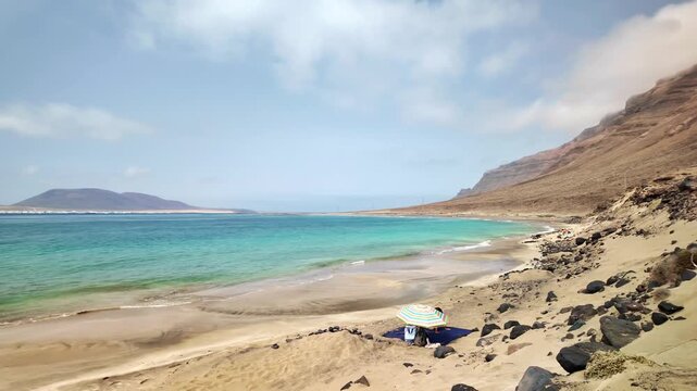 Scenic Risco beach panoramic view in Lanzarote