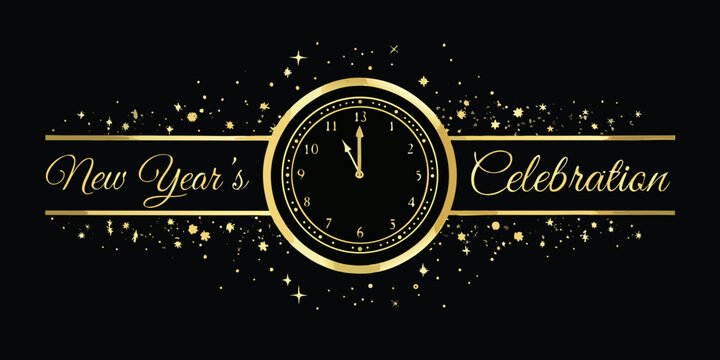 golden clock face for new year s celebration on black background