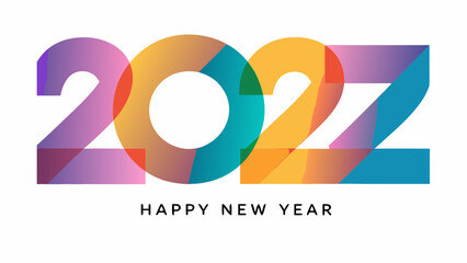 Colorful 2022 graphic with happy new year text © Indira