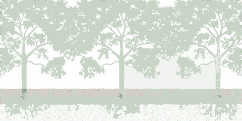 Trees in a row stylized vector illustration on a light background © Polash