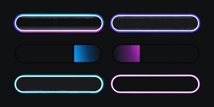 neon slider control icons with blue and purple glow