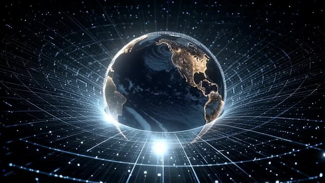 Earth from space with network connections.